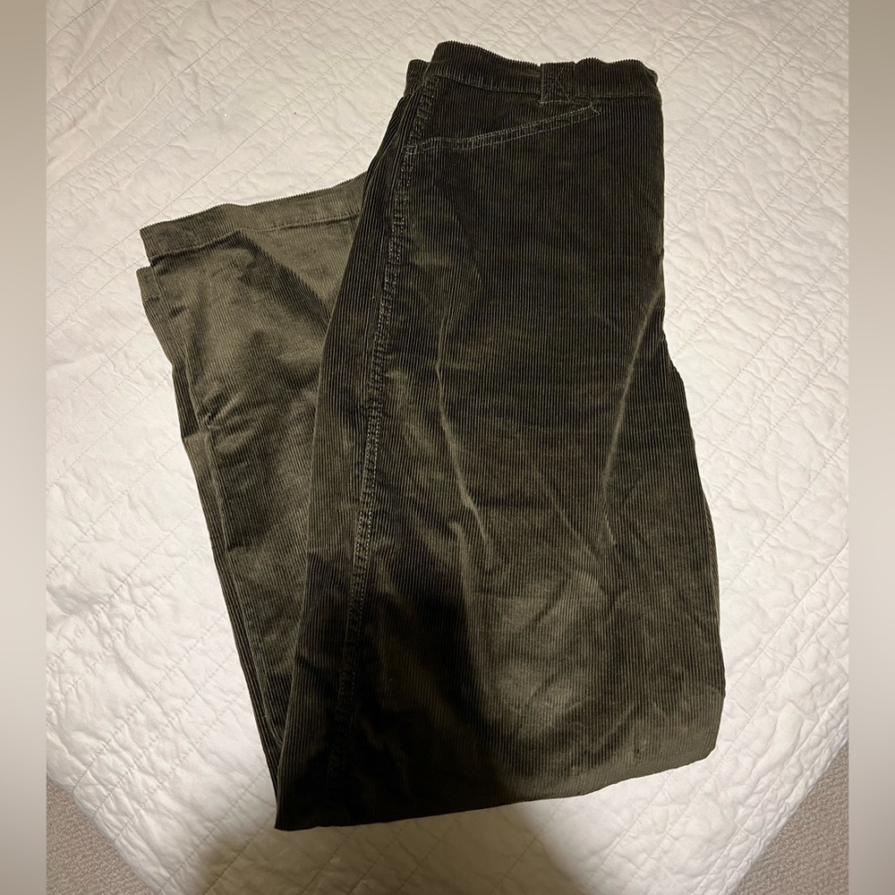 Madewell Emmett Wide Leg Pants in Green Courdaroy
